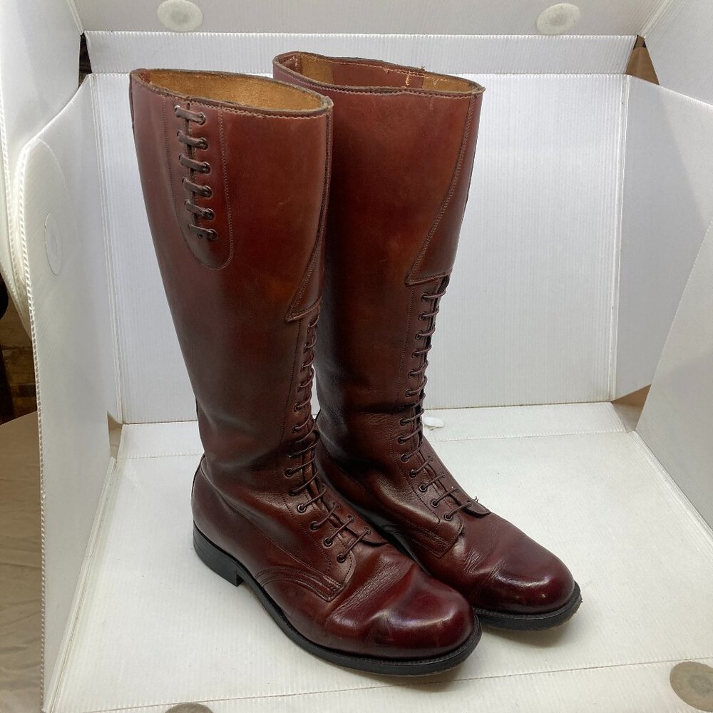 Vtg police army riding military equestrian leather bluff mens boots sz 8 1/2